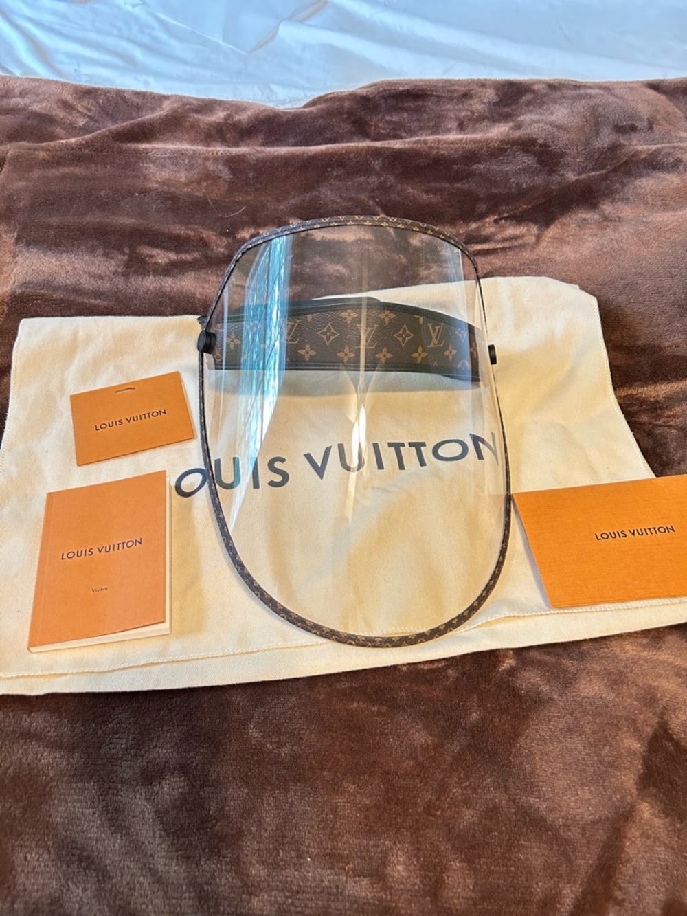 Louis Vuitton Clear Face Shield with Brown Monogram Trim